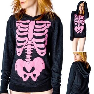 Wildfox BARBIE’S Insides Gypsy Hoodie in Gray and Pink Size Small